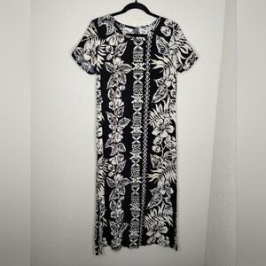 Vintage Hilo Hattie Tropical Hawaiian Floral Print Maxi Dress Size XS